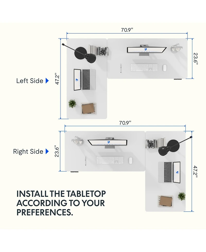 FlexiSpot 76"W L-Shaped Electric Height Adjustable Standing Desk
