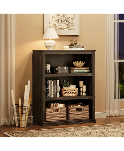 gaomon 40" Tall Farmhouse 3-Tier Wooden Bookcase, Modern Storage Bookshelf