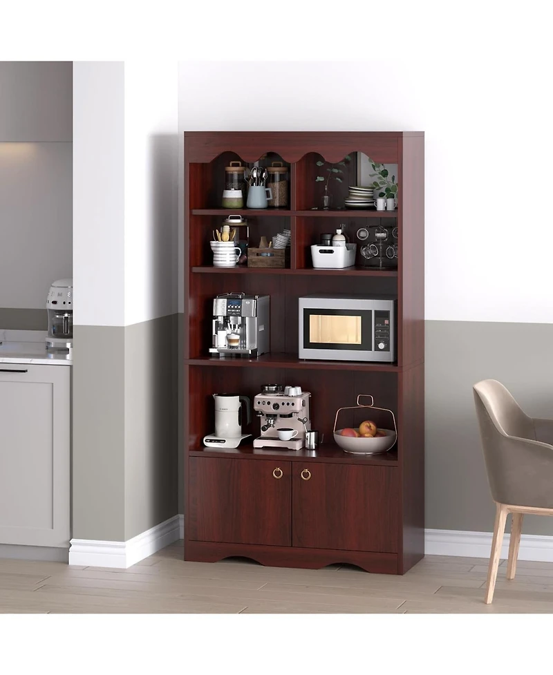 gaomon 63" Tall 5-Tier Retro Wooden Bookshelf, Open Floor Storage Organizer for Bedroom and Office