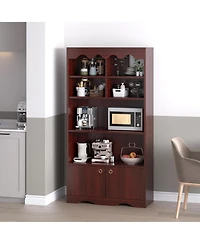 gaomon 63" Tall 5-Tier Retro Wooden Bookshelf, Open Floor Storage Organizer for Bedroom and Office