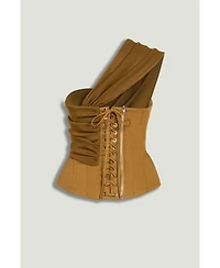 Nocturne Women's One-Shoulder Draped Gabardine Bustier