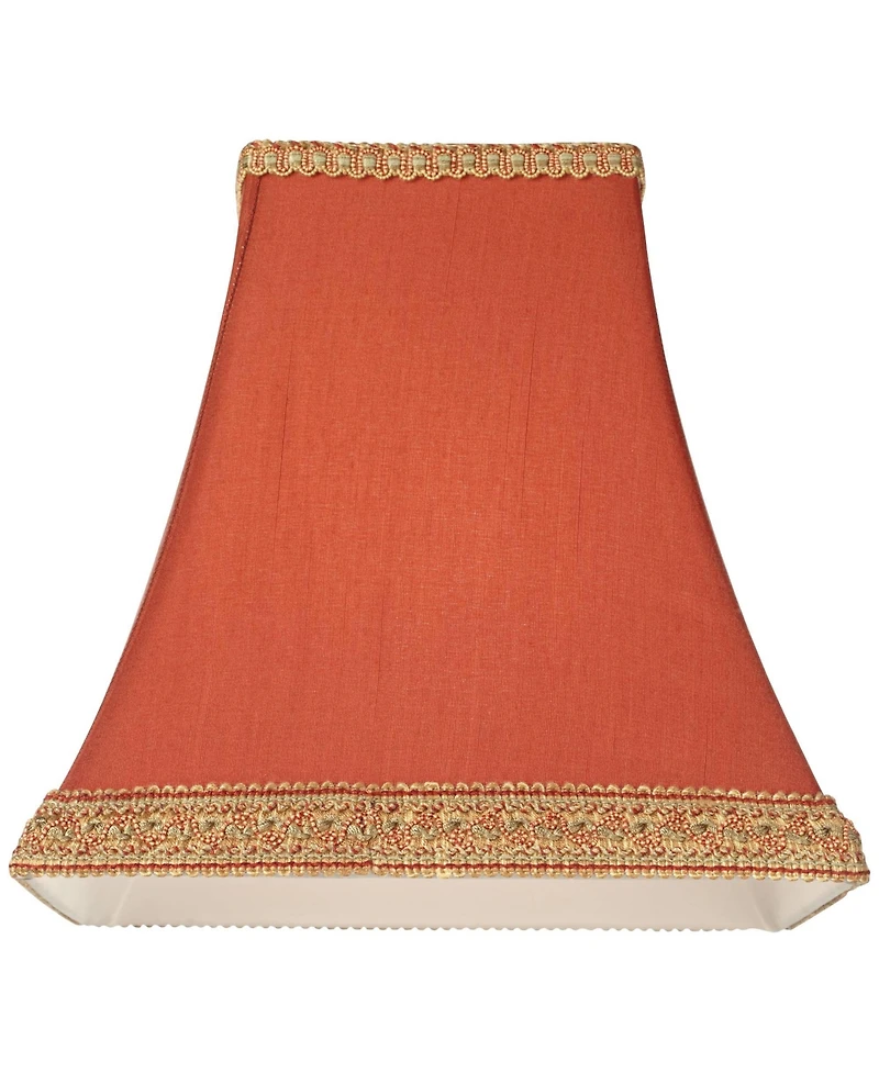 Springcrest Set of 2 Square Lamp Shades Rust Small 5" Top x 9" Bottom x 10" High Spider with Replacement Harp and Finial Fitting