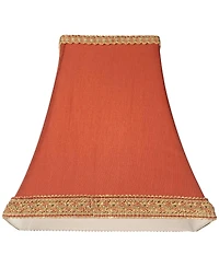 Springcrest Set of 2 Square Lamp Shades Rust Small 5" Top x 9" Bottom x 10" High Spider with Replacement Harp and Finial Fitting