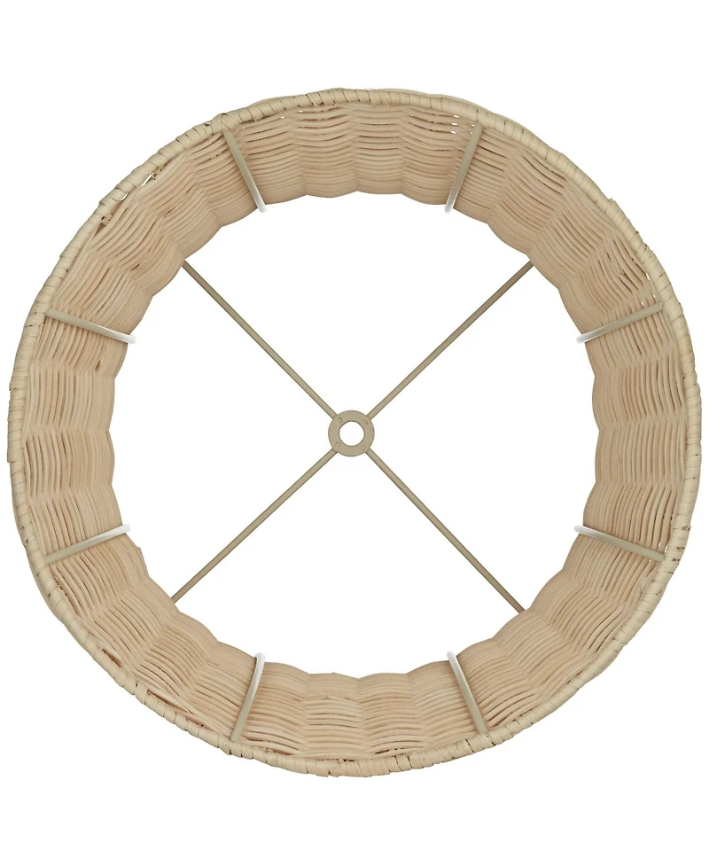 Springcrest 10" Top x 11 1/2" Bottom x 8" High x Lamp Shade Replacement Small Corset Drum Coastal Unbleached Rattan Harp Finial