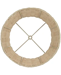 Springcrest 10" Top x 11 1/2" Bottom x 8" High x Lamp Shade Replacement Small Corset Drum Coastal Unbleached Rattan Harp Finial