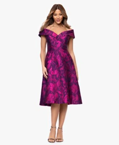 Xscape Womens Off The Shoulder Neck Midi Dress