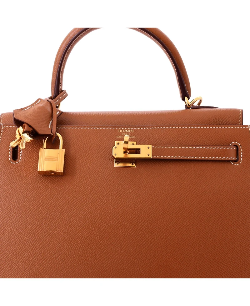 Pre-Owned HERMES Kelly 25 Handbag Brown Epsom with Gold Hardware