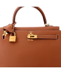 Pre-Owned HERMES Kelly 25 Handbag Brown Epsom with Gold Hardware