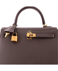 Pre-Owned HERMES Kelly 25 Handbag Grey Epsom with Gold Hardware