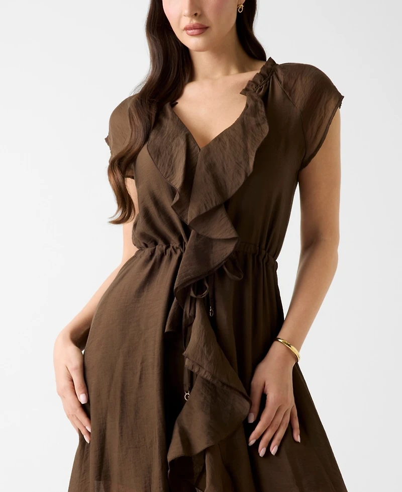 Guess Women's Maelys Ruffled V-Neck Dress
