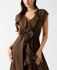 Guess Women's Maelys Ruffled V-Neck Dress