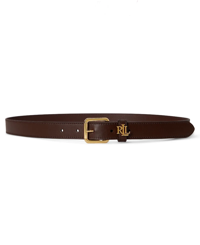 Lauren Ralph Women's Logo-Keeper Leather Skinny Belt