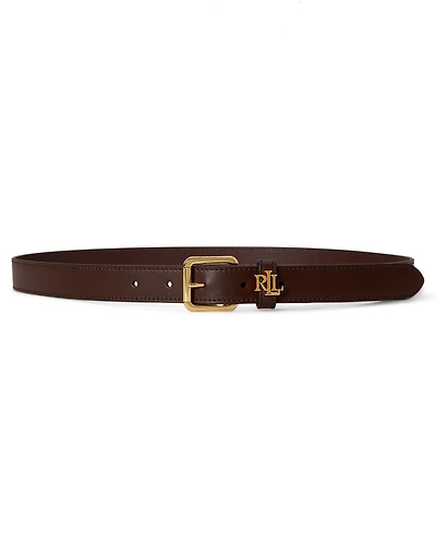Lauren Ralph Women's Logo-Keeper Leather Skinny Belt