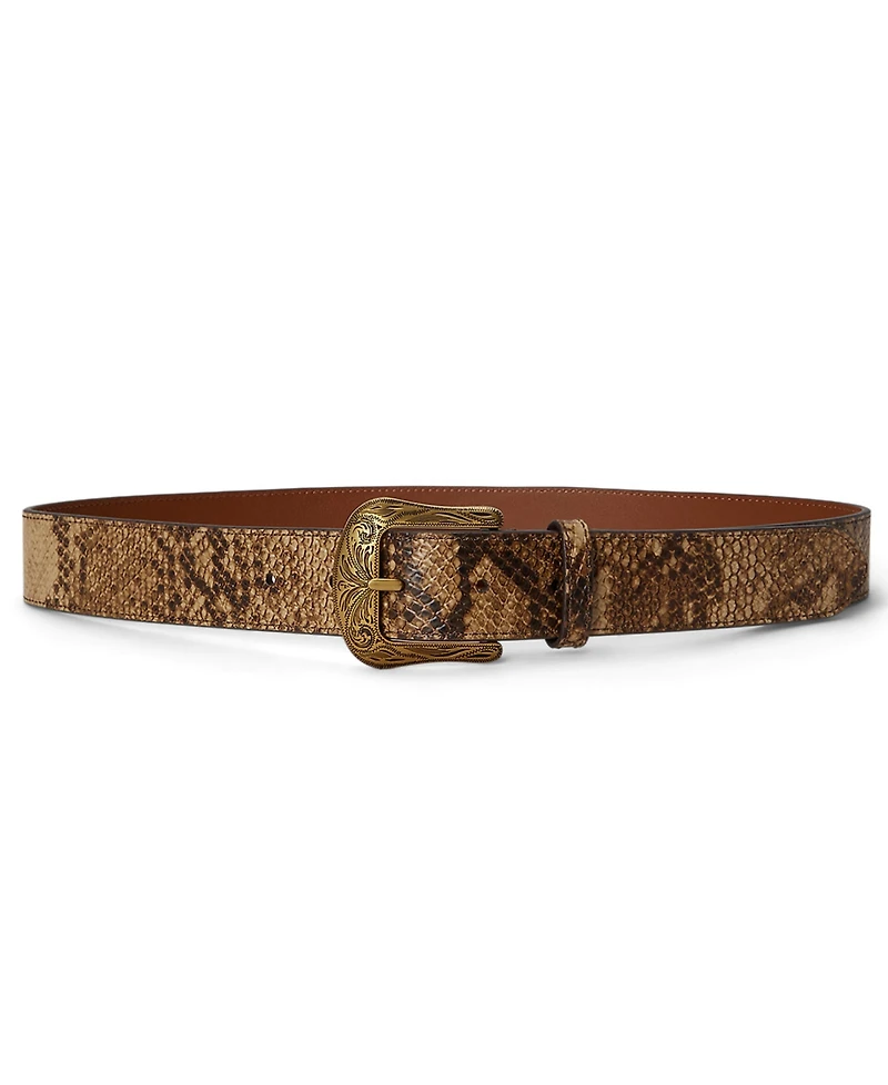 Lauren Ralph Python Embossed Leather Belt