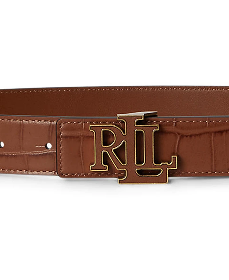Lauren Ralph Reversible Croc-Embossed Leather Belt