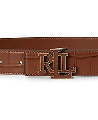 Lauren Ralph Reversible Croc-Embossed Leather Belt