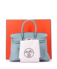 Pre-Owned HERMES Birkin 30 Handbag Blue Swift with Palladium Hardware