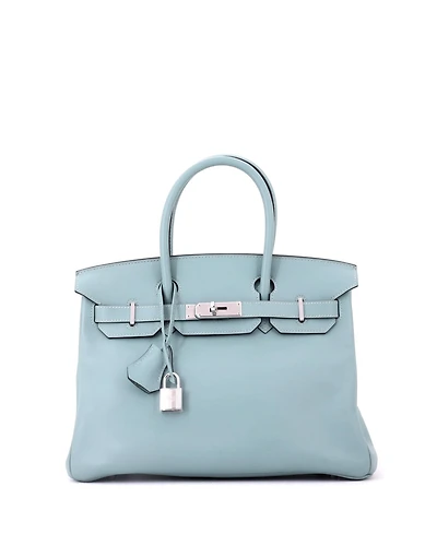 Pre-Owned HERMES Birkin 30 Handbag Blue Swift with Palladium Hardware