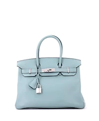 Pre-Owned HERMES Birkin 30 Handbag Blue Swift with Palladium Hardware