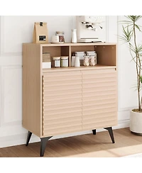 gaomon Fluted Storage Cabinet, Sideboard Buffet Cabinet with Storage and Adjustable Shelves for Living Room, Kitchen, Entryway