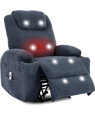 gaomon Rocking Recliner Chair with Vibration Massage, Heat, Cup Holders, Side Pockets & Comfy Design