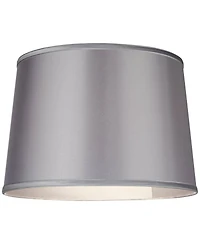 Springcrest Sydnee Satin Light Gray Medium Drum Lamp Shade 14" Top x 16" Bottom x 11" Slant x 11" High (Spider) Replacement with Harp and Finial