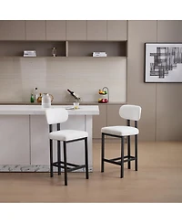 Boyel Living Set of 2 26" Upholstered Fabric Counter-Height Bar Stools with Metal Legs