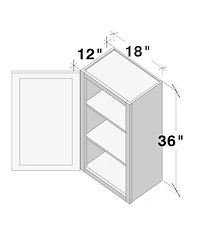 Boyel Living W18" Dove Wall Cabinet with Full Overlay Hdf Door for Custom Kitchen or Bathroom