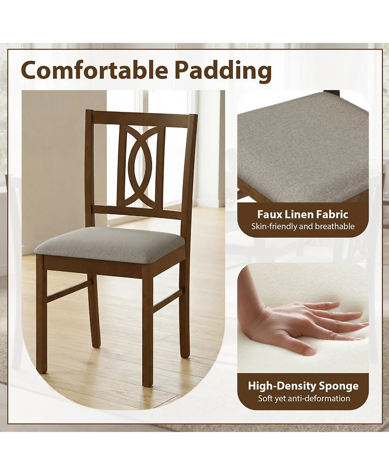 Gymax Dining Chairs Set of 2 w/Hollowed Backrest and Padded Seat for Living Room Kitchen