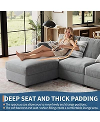 gaomon Modular Sectional Sofa- -Seater L-Shaped Couch with Movable Ottoman- Convertible Chenille Sofa