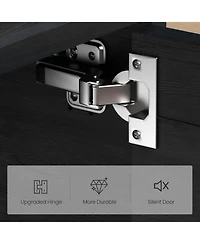 gaomon 5-Tier Boho Wooden Bookcase with Rattan Doors and Storage