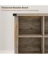 gaomon 8-Cube Rustic Farmhouse Horizontal Wooden Bookshelf, 2-Tier Long Freestanding Organizer