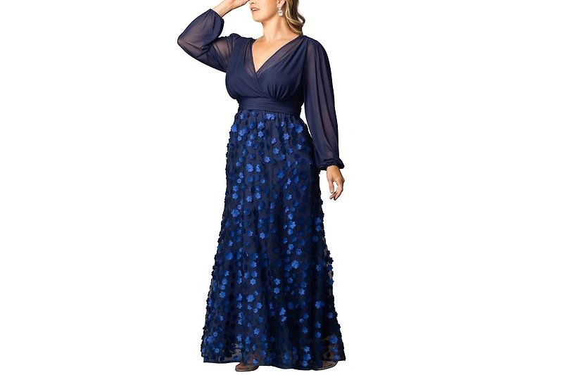 Kiyonna Plus Blossoming Beauty Mesh Evening Gown