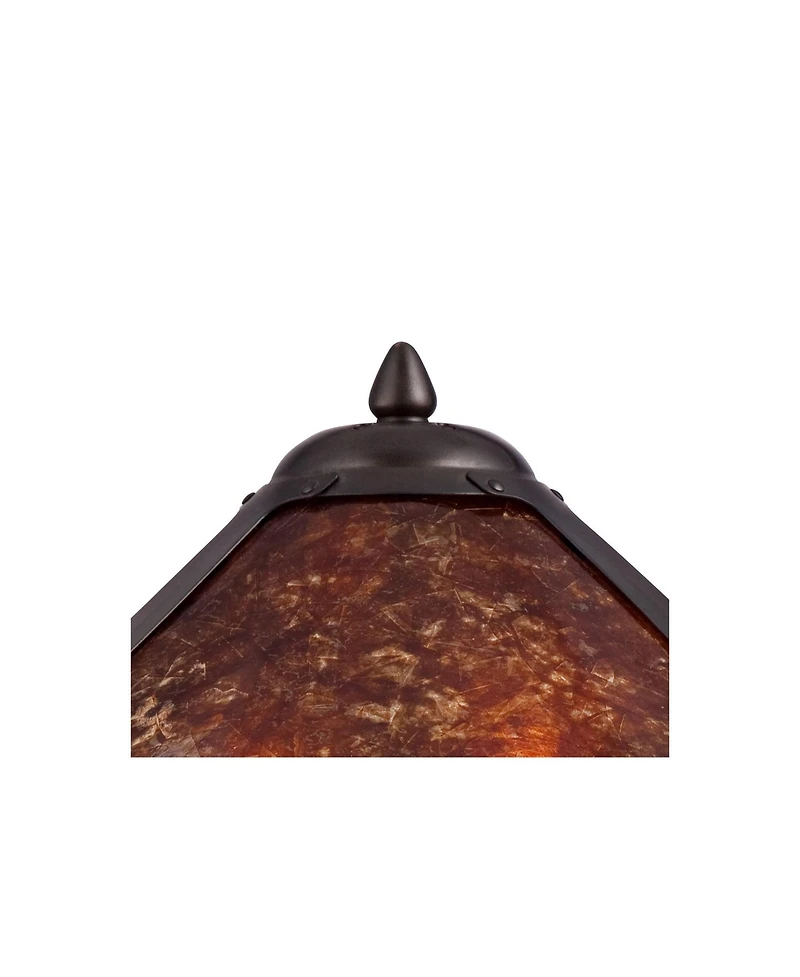 Robert Louis Tiffany Traditional Accent Table Lamps 19 High Set of 2 Bronze Pottery Mica Shade for Bedroom Bedside Office