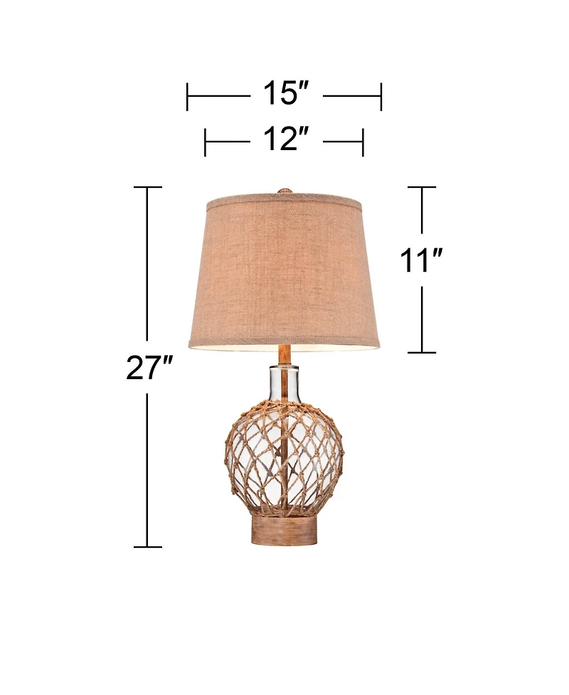 360 Lighting Coastal Table Lamps 27" Tall Set of 2 Rope and Clear Glass Jugfor Living Room Family Bedroom Nightstand