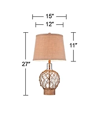 360 Lighting Coastal Table Lamps 27" Tall Set of 2 Rope and Clear Glass Jugfor Living Room Family Bedroom Nightstand