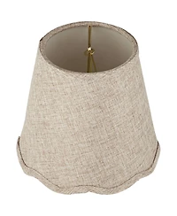 Springcrest Set of 2 Scalloped Empire Lamp Shades Fawn Small 4" Top x 6" Bottom x 5.5" High Candle Clip Harp and Finial Fitting