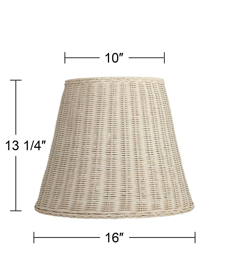 Springcrest 10" Top x 16" Bottom x 13 1/4" High x 13 1/4" Slant Lamp Shade Replacement Medium Rattan Spider Harp Finial
