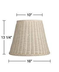 Springcrest 10" Top x 16" Bottom x 13 1/4" High x 13 1/4" Slant Lamp Shade Replacement Medium Rattan Spider Harp Finial