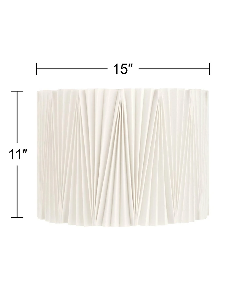 Springcrest 15" Top x 15" Bottom x 11" High x 11" Slant Lamp Shade Replacement Brussels Linen Diamond Pleats Spider Harp Finial