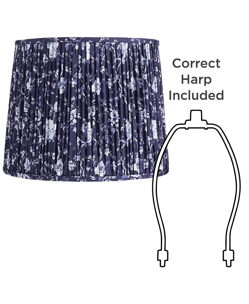 Springcrest Sally 13" Top x 15" Bottom x 12" High x 12" Slant Print Lamp Shade Replacement Pleated Floral Spider Harp