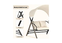 Aecojoy Outdoor Porch Swings for Adults 600LBS 2 Seat Patio Swings with Canopy