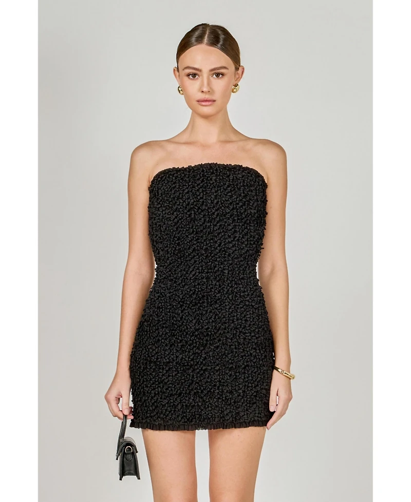 endless rose Women's Smocking detail tube mini dress