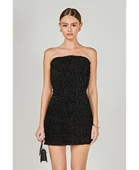 endless rose Women's Smocking detail tube mini dress