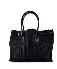 Pre-Owned Saint Laurent Small Rive Gauche Shopper Tote Raffia with Canvas