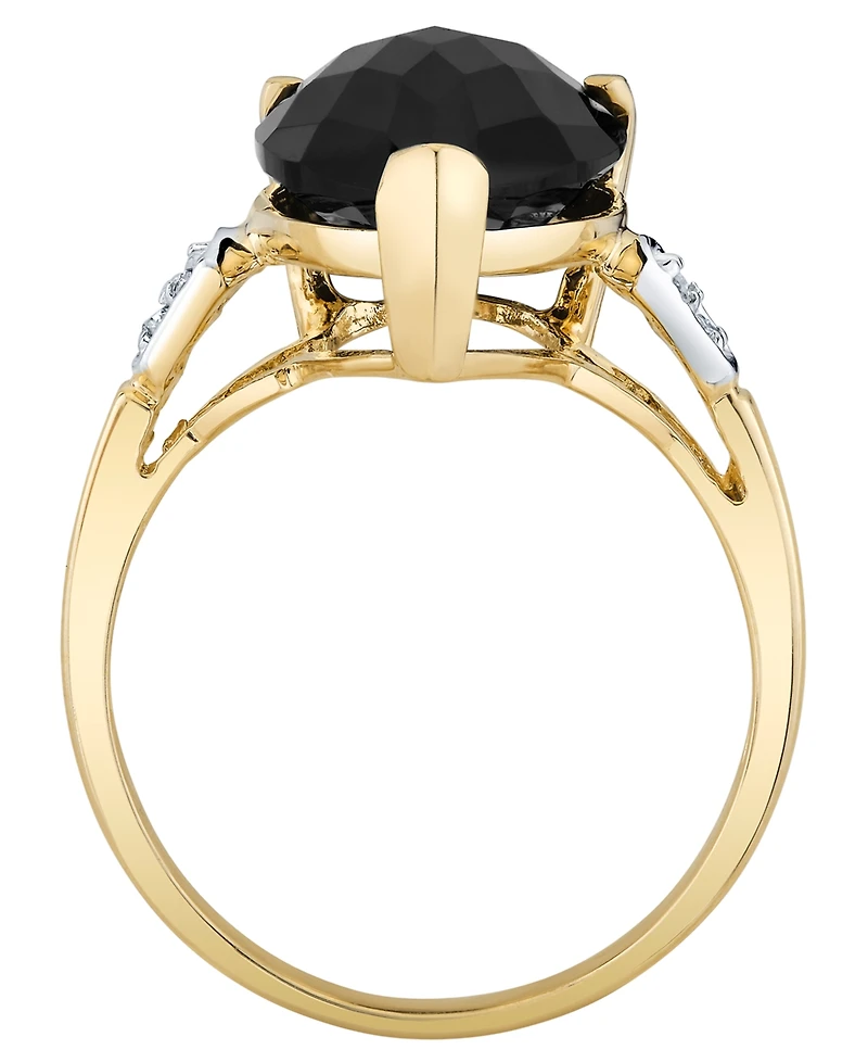 Macy's Onyx (5-1/5 ct. t.w.) and Diamond Accent Ring in 14k Yellow Gold