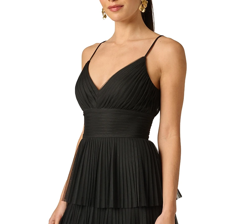 Adrianna Women's V-Neck Mesh Midi Dress