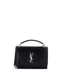Pre-Owned Saint Laurent Sunset Top Handle Chain Wallet Embossed Leather