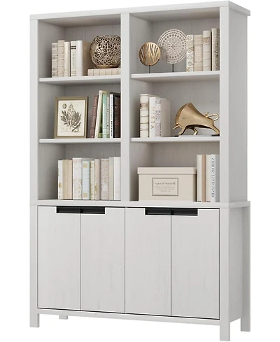 gaomon Extra Wide 71" Tall Bookshelf Storage Cabinet - 5-Tier Adjustable Shelves and 4 Doors - Durable Wooden Organizer for Office, Living Room