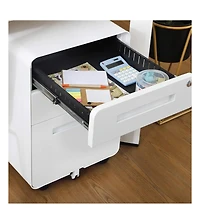 gaomon 3 Drawer File Cabinet with Lock, Under Desk Mobile Metal Filing Cabinet for Home Office